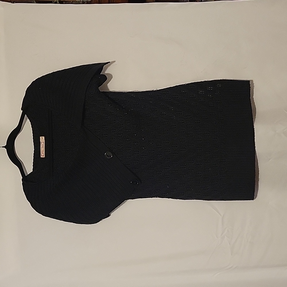 Pura Vida Sweater Black Short Sleeve Open Knit